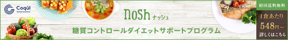 nosh(ナッシュ) 糖質コントロールダイエットサポートプログラム　初回送料無料　1色あたり548円～　詳しくはこちら
